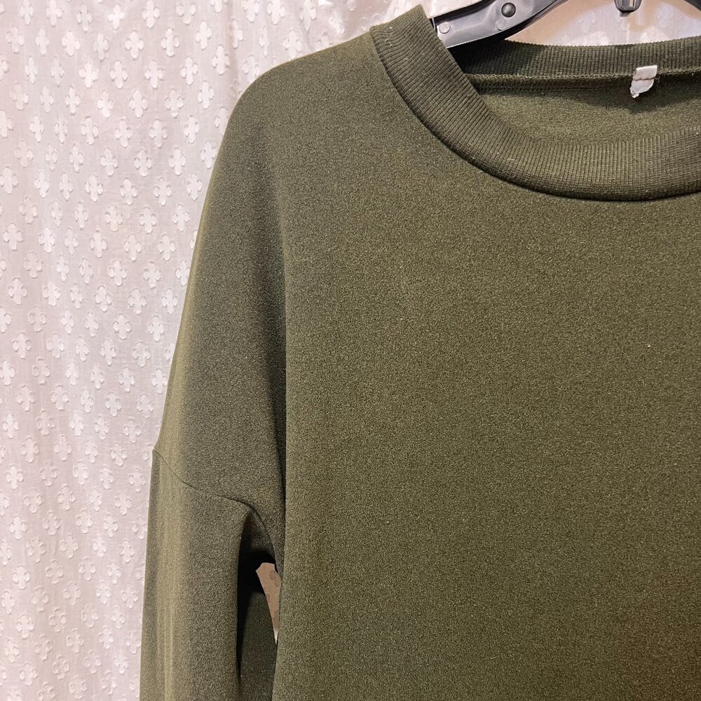 Women's Fleece Pullover Sweatshirt XL‎ Cabincore Normcore Classic Crew Neck